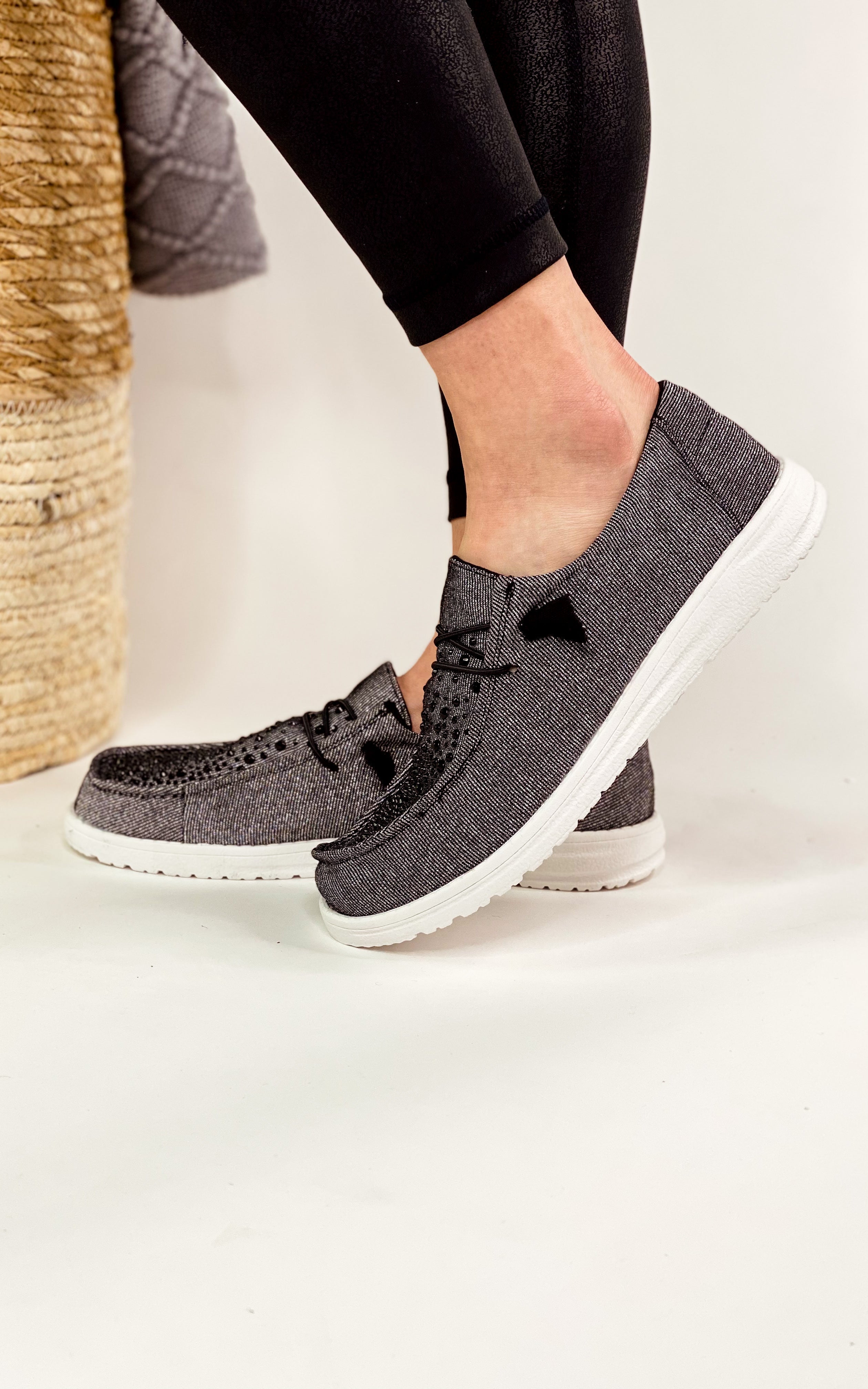 Maco Water Drop Sneaker Black Rhinestone Embellishments Naughty Monkey