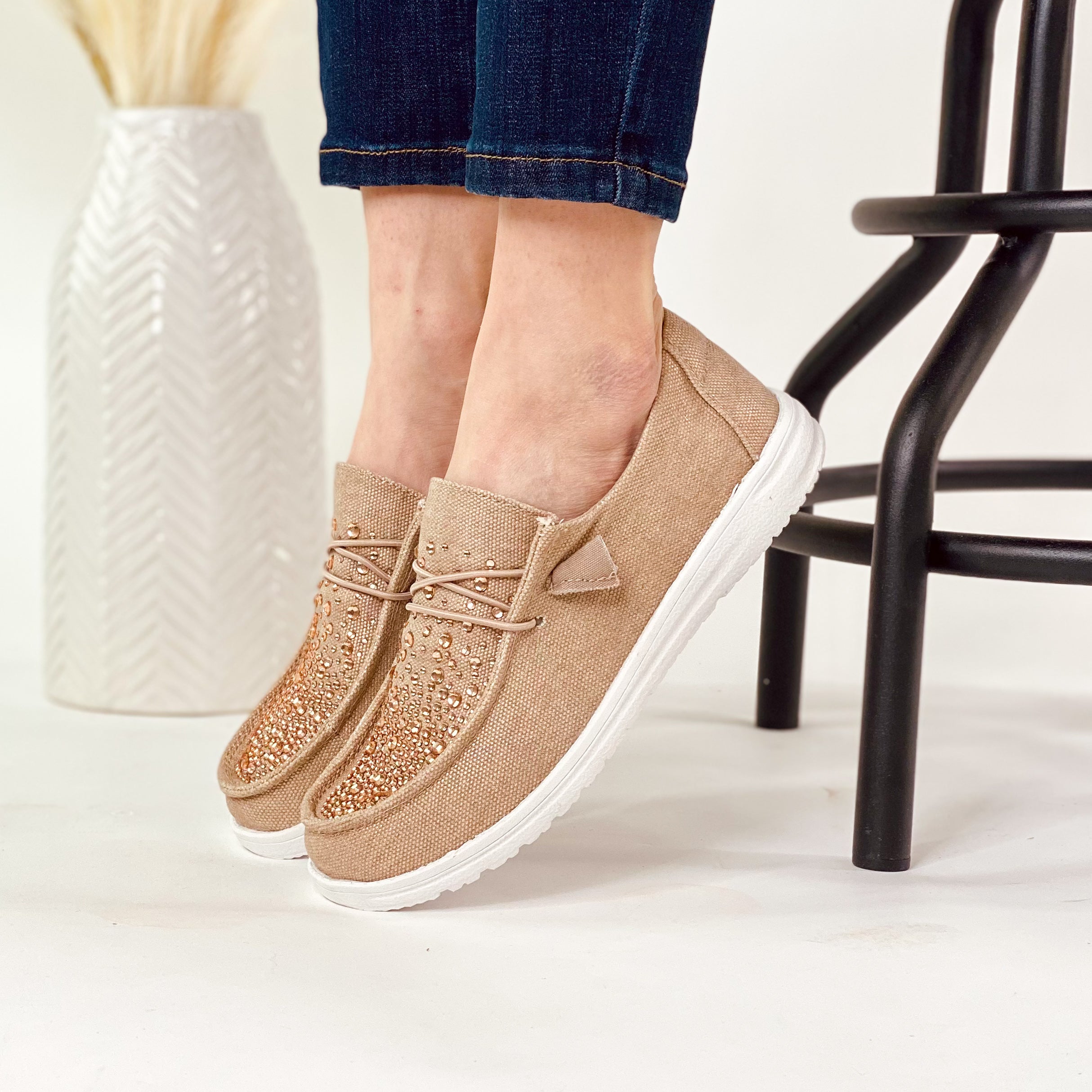 Maco Water Drop Rose Gold Rhinestone Slip On Sandals Naughty Monkey