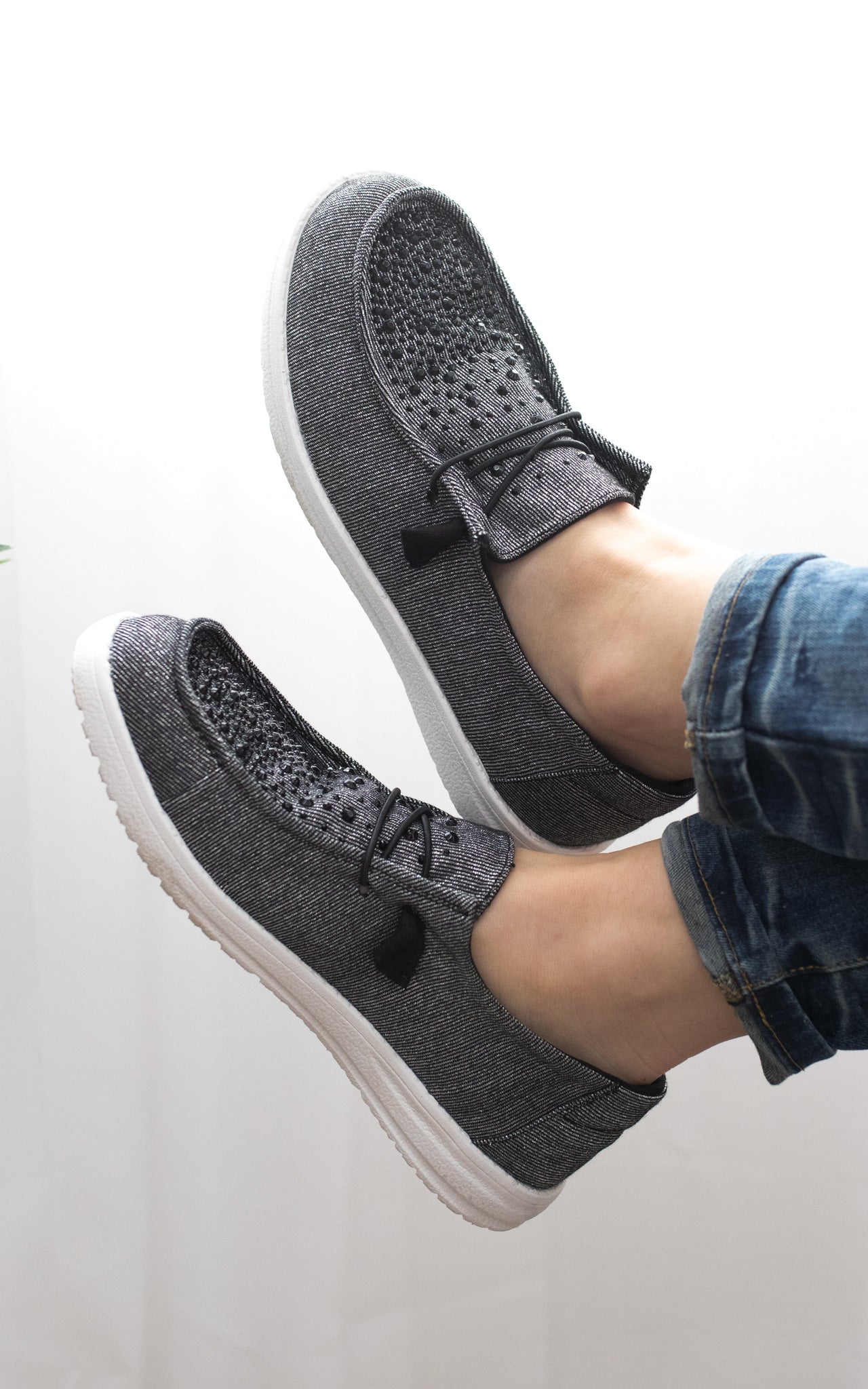 Maco Water Drop Sneaker Black Rhinestone Embellishments Naughty Monkey