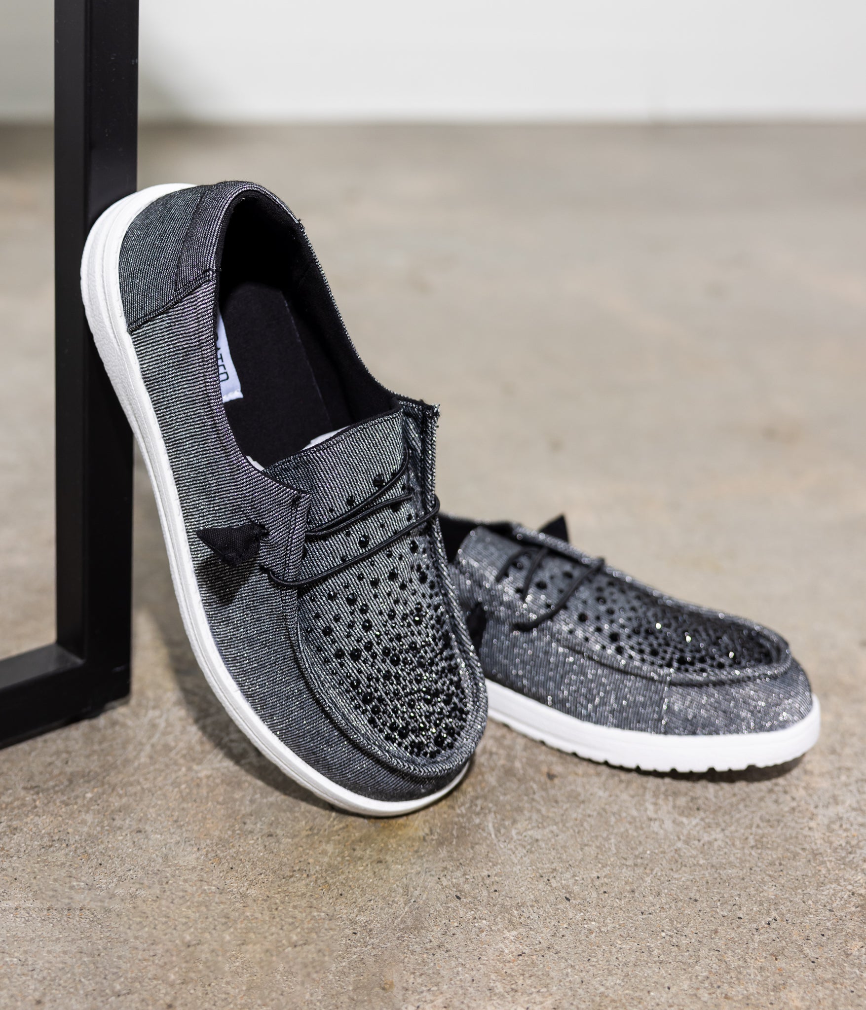 Maco Water Drop Sneaker Black Rhinestone Embellishments Naughty Monkey