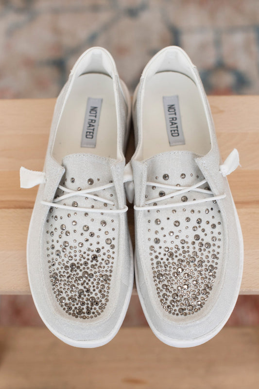 Maco Water Drop Sneaker Grey Rhinestone Slip On Comfort Naughty Monkey