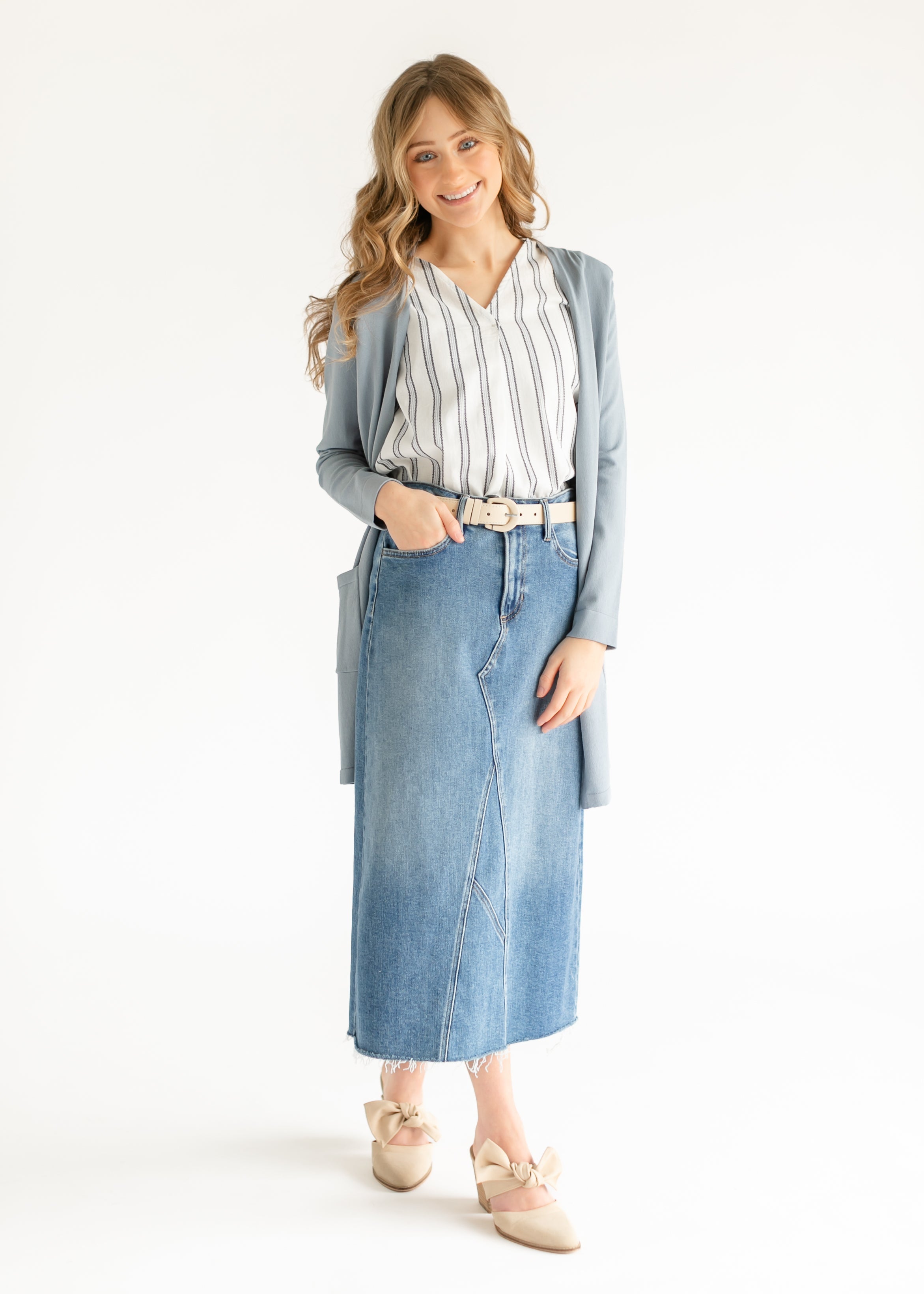 Madison Striped V-neck Short Sleeve Flowy Top - FINAL SALE Inherit Co.