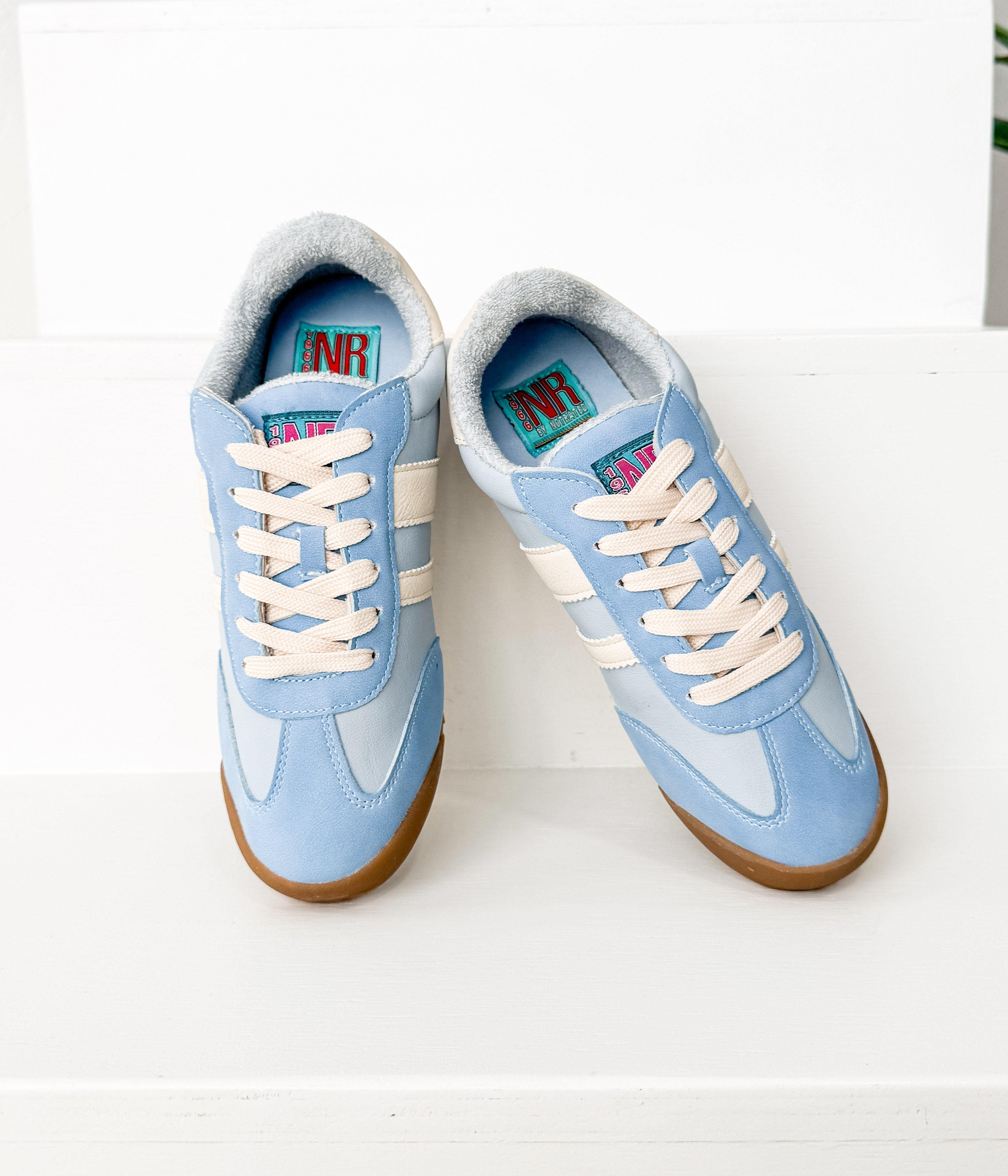 Madrid Sneaker Light Blue Faux Leather Upper Ultra Comfort Naughty Monkey