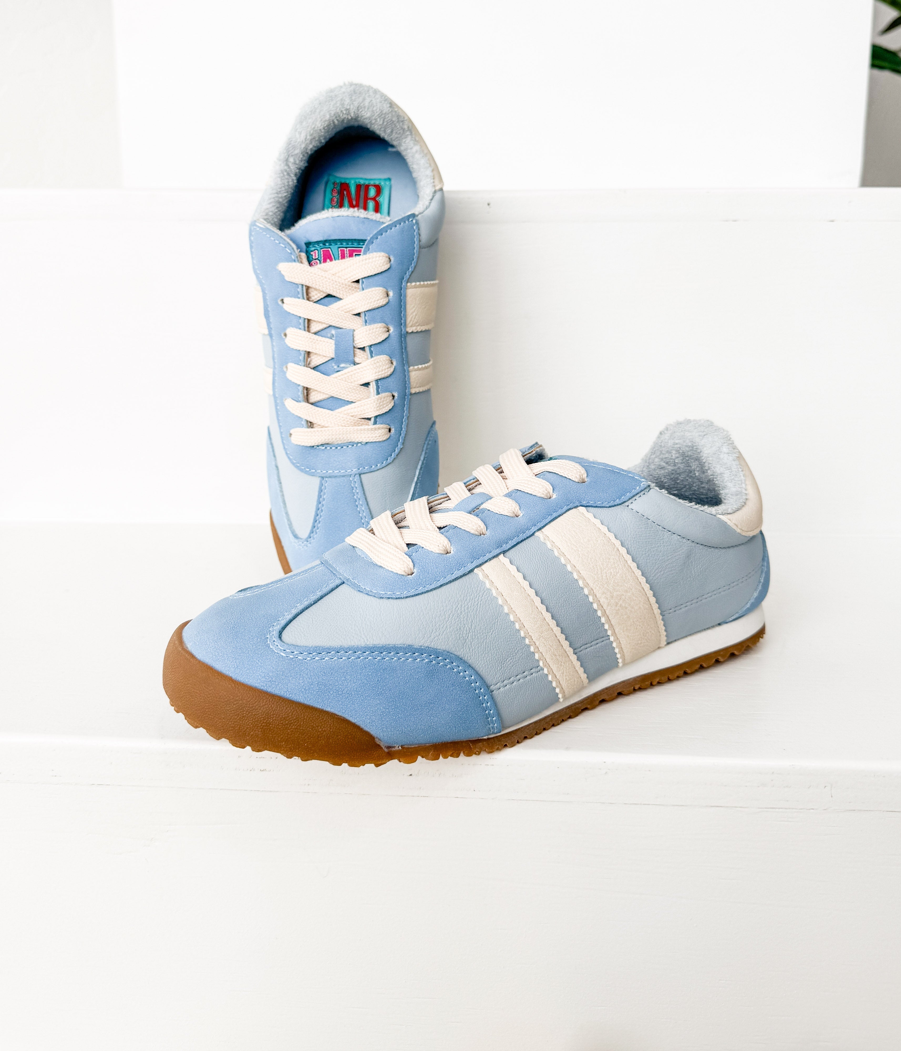 Madrid Sneaker Light Blue Faux Leather Upper Ultra Comfort Naughty Monkey
