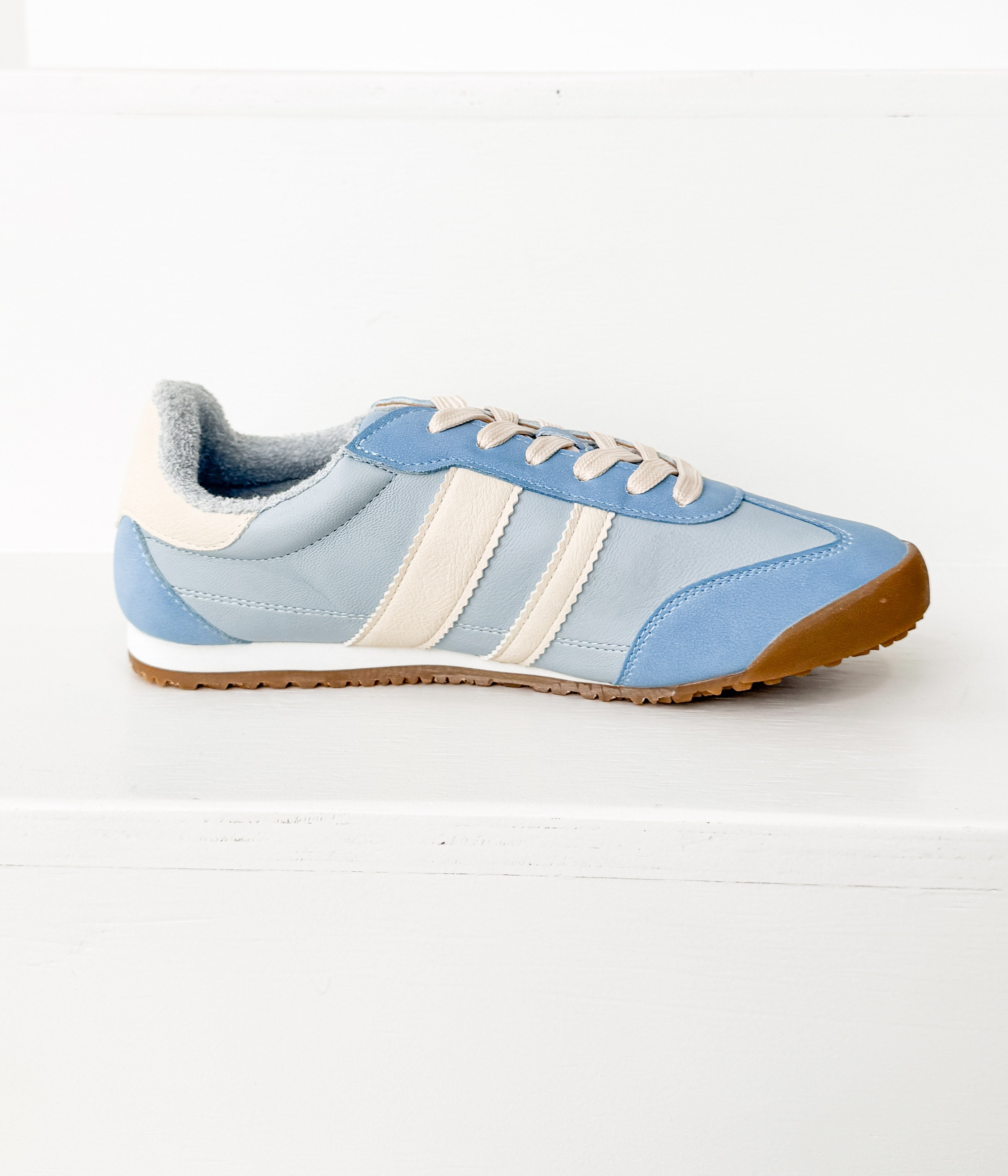 Madrid Sneaker Light Blue Faux Leather Upper Ultra Comfort Naughty Monkey
