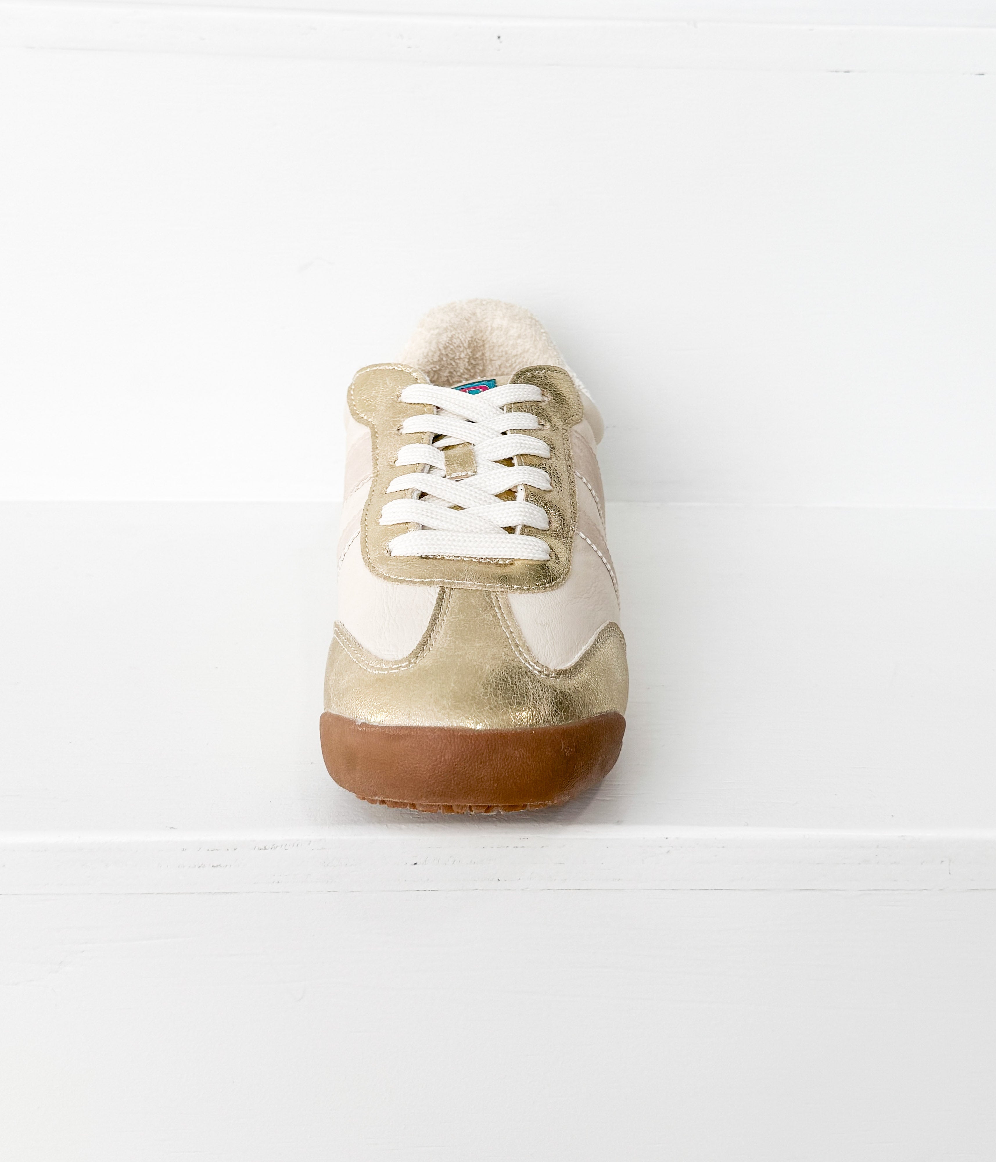 Madrid Sneaker Beige Gold Faux Leather Upper Comfort Naughty Monkey