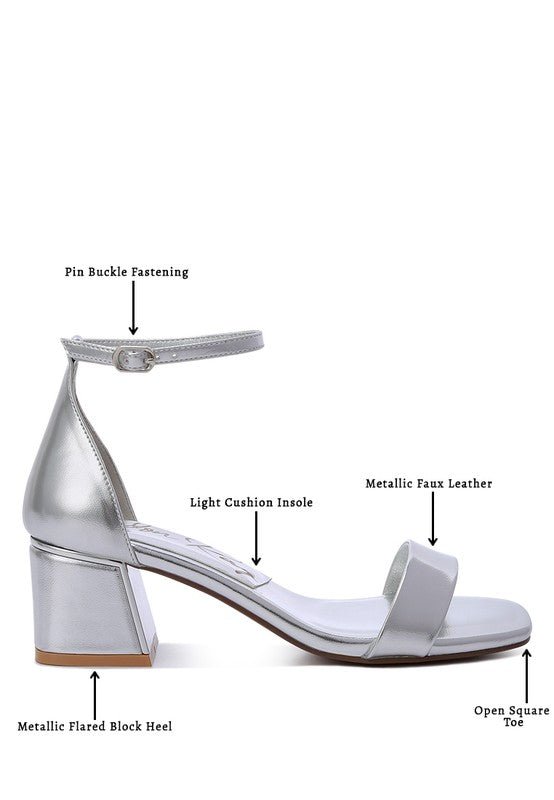 Makena Metallic Block Heel Sandals for Elegant Occasions - Love Salve 
