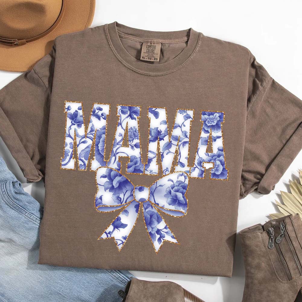 Mama Chinoiserie Coquette Bow T-Shirts – Elegant & Trendy Graphic Tees for Moms Adorb.co