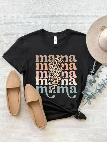 MAMA Round Neck Short Sleeve T-Shirt - Love Salve