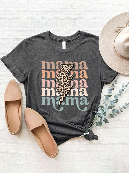 MAMA Round Neck Short Sleeve T-Shirt - Love Salve