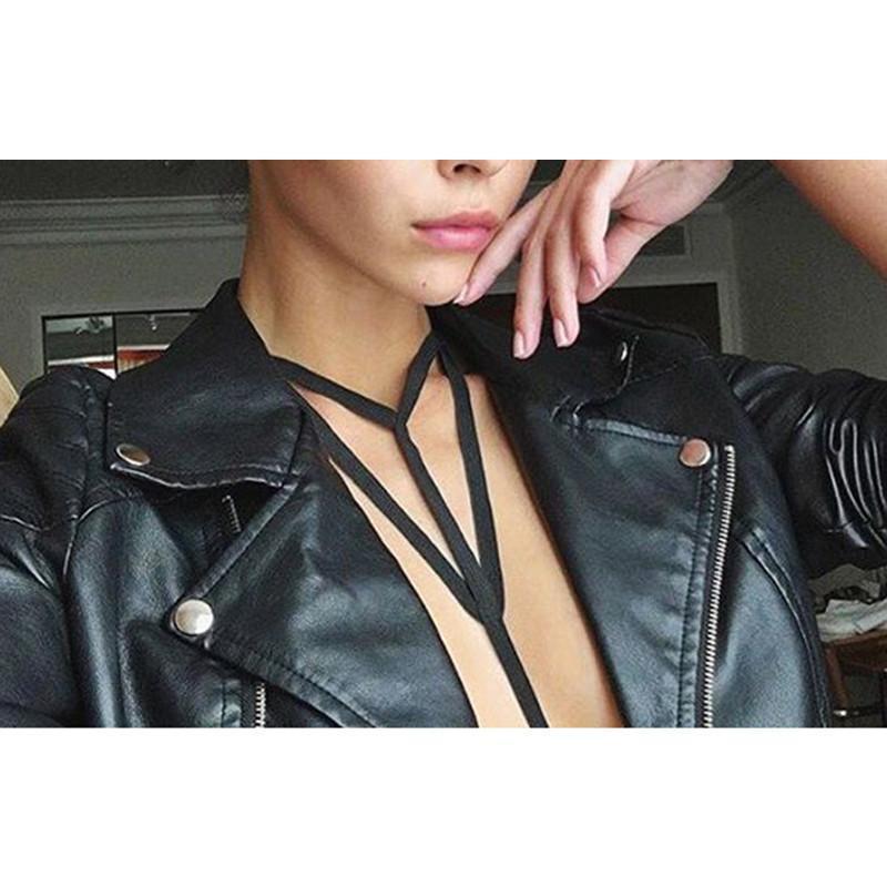 Cairns Black Cotton Elastic Body Harness For Plunging Necklines