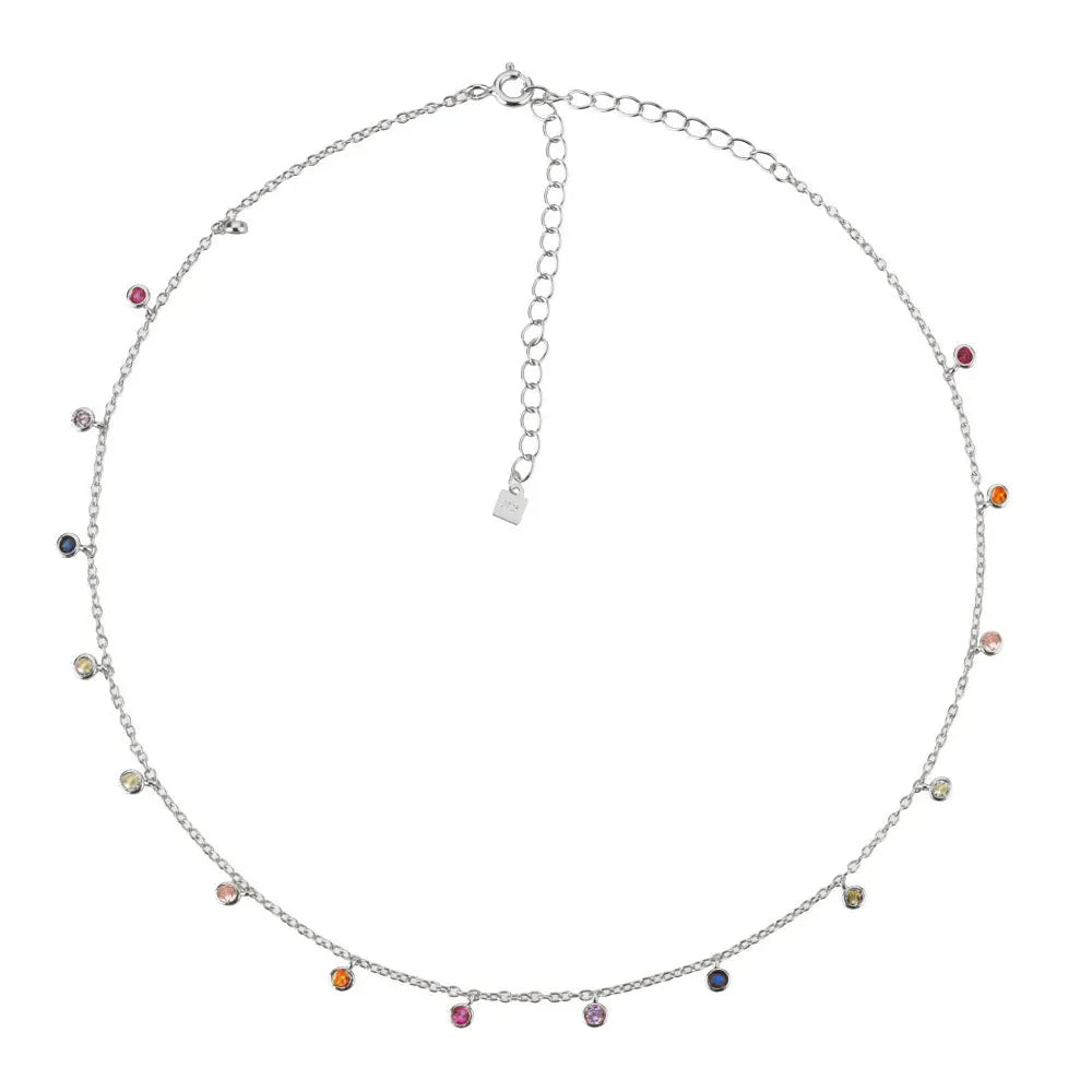 Daween Rainbow Stone Necklace With Zircon Stones Gold Plating