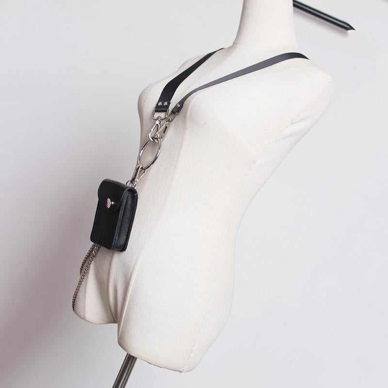 Engu Black Vegan Leather Belt Bag With Card Holder And Key Clip
