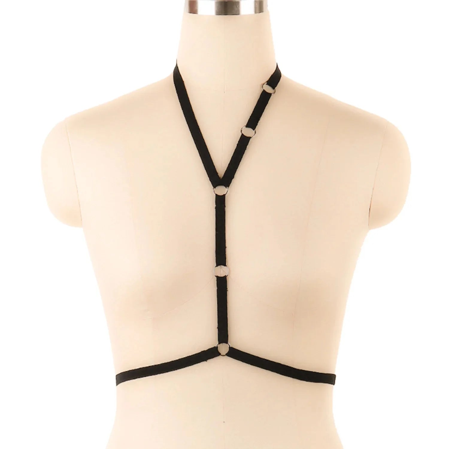 Nahla Geometric Polyester Body Harness Jewelry Black Hollow Bralette