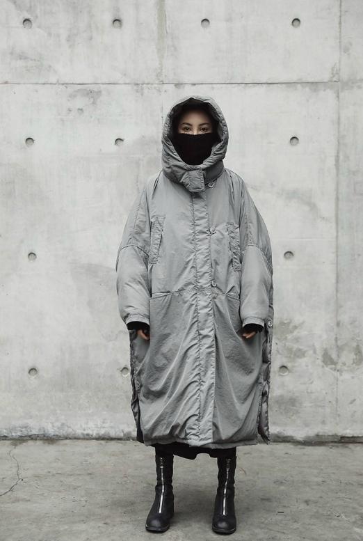 Griswold Gray Oversized Puffer Coat Hooded With Thick Cotton Filling