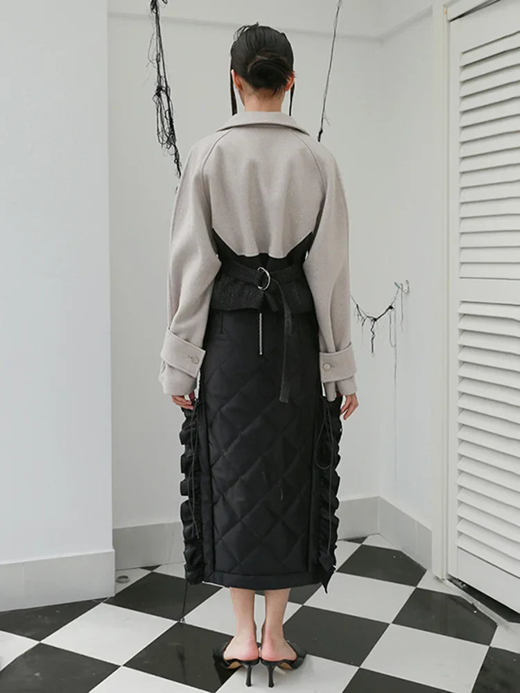 Merkauna Two Toned Jacket Sand And Black With Turn Down Collar