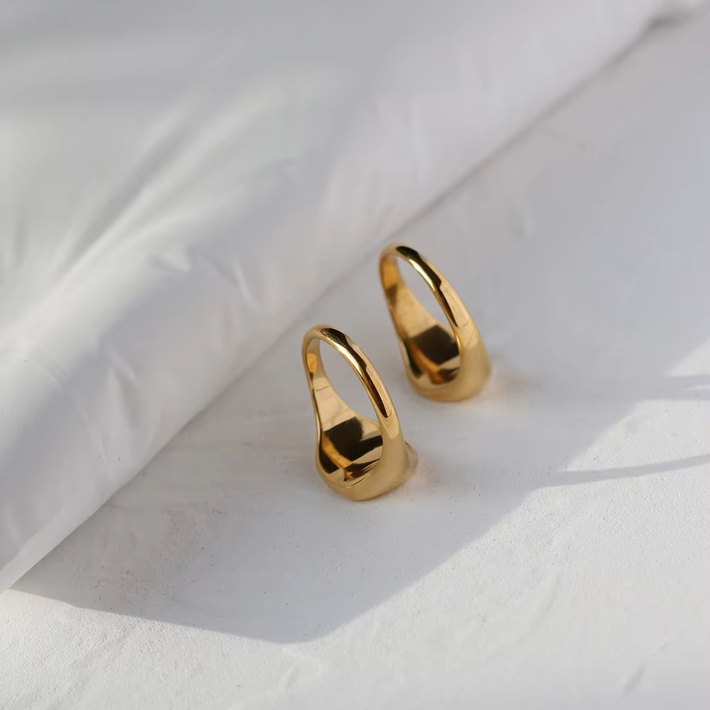 Amaiyllish 18K Gold Plated Flower Pattern Stamp Ring Stainless Steel