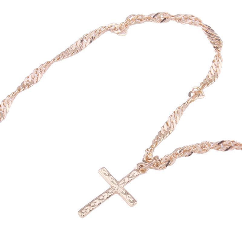 Enos Gold Cross Pendant Necklace With Twisted Rope Chain