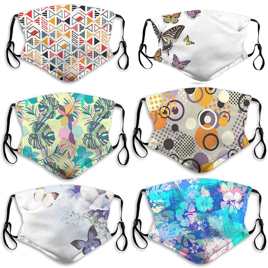 Ayako Face Mask Butterfly Floral Purple And White Baby's Breath