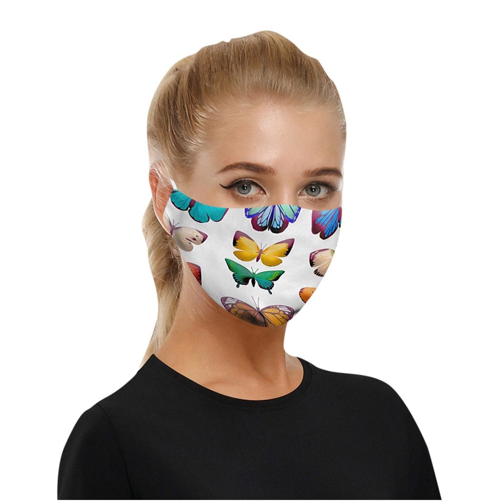 Kiaria Butterfly Pattern Face Mask Cotton Poly Adjustable Ear Straps