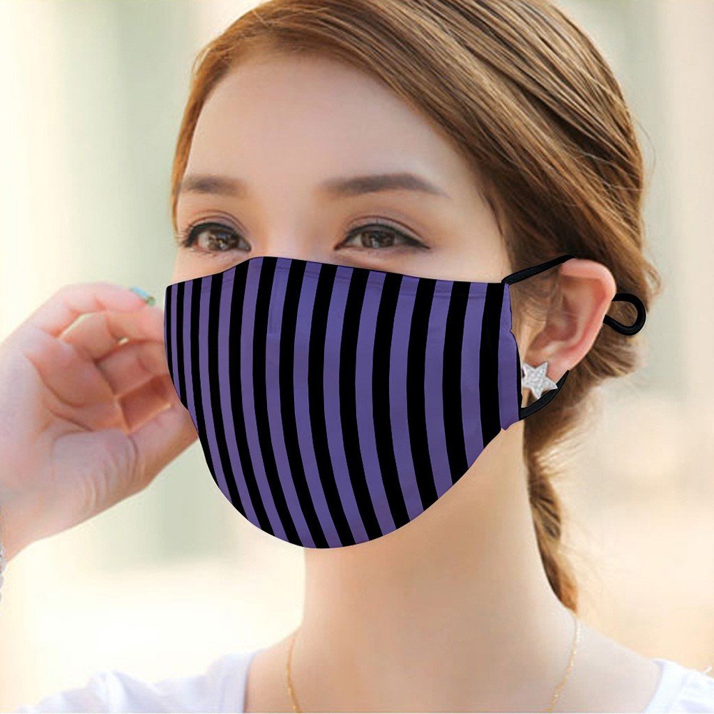 Kinuyo Striped Purple And Black Face Mask One Size