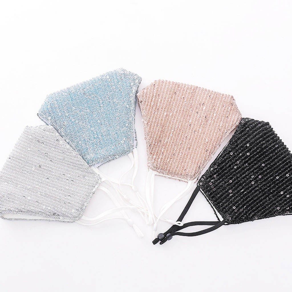 Reiki Sequin Blue Face Mask Adjustable Ear Loop Comfort Fit