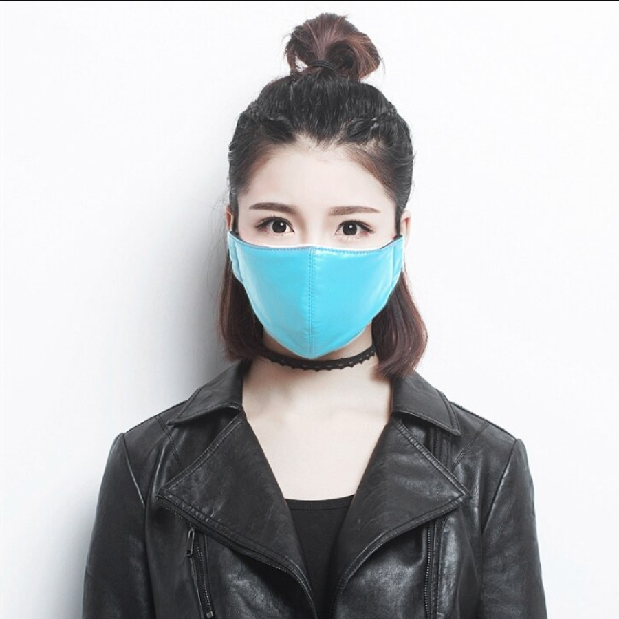Yuzuki Vegan Leather Face Mask Adjustable Straps Baby Blue