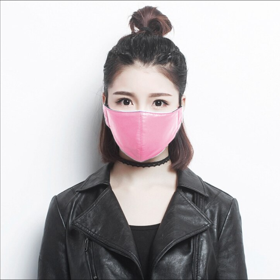 Yuzuki Vegan Leather Face Mask Baby Pink With Adjustable Straps
