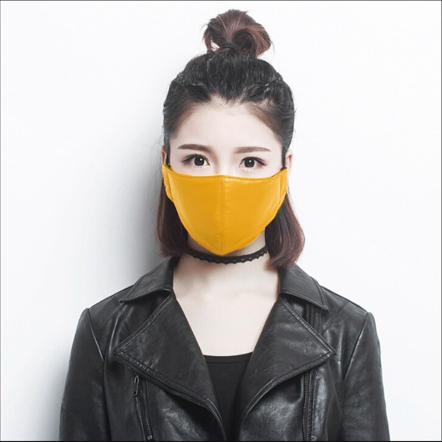 Yuzuki Vegan Leather Face Mask Yellow Breathable Adjustable Ear Loops