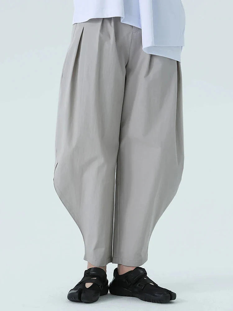 Rassah High Waist Harem Pants With Pockets Gray Ankle Length