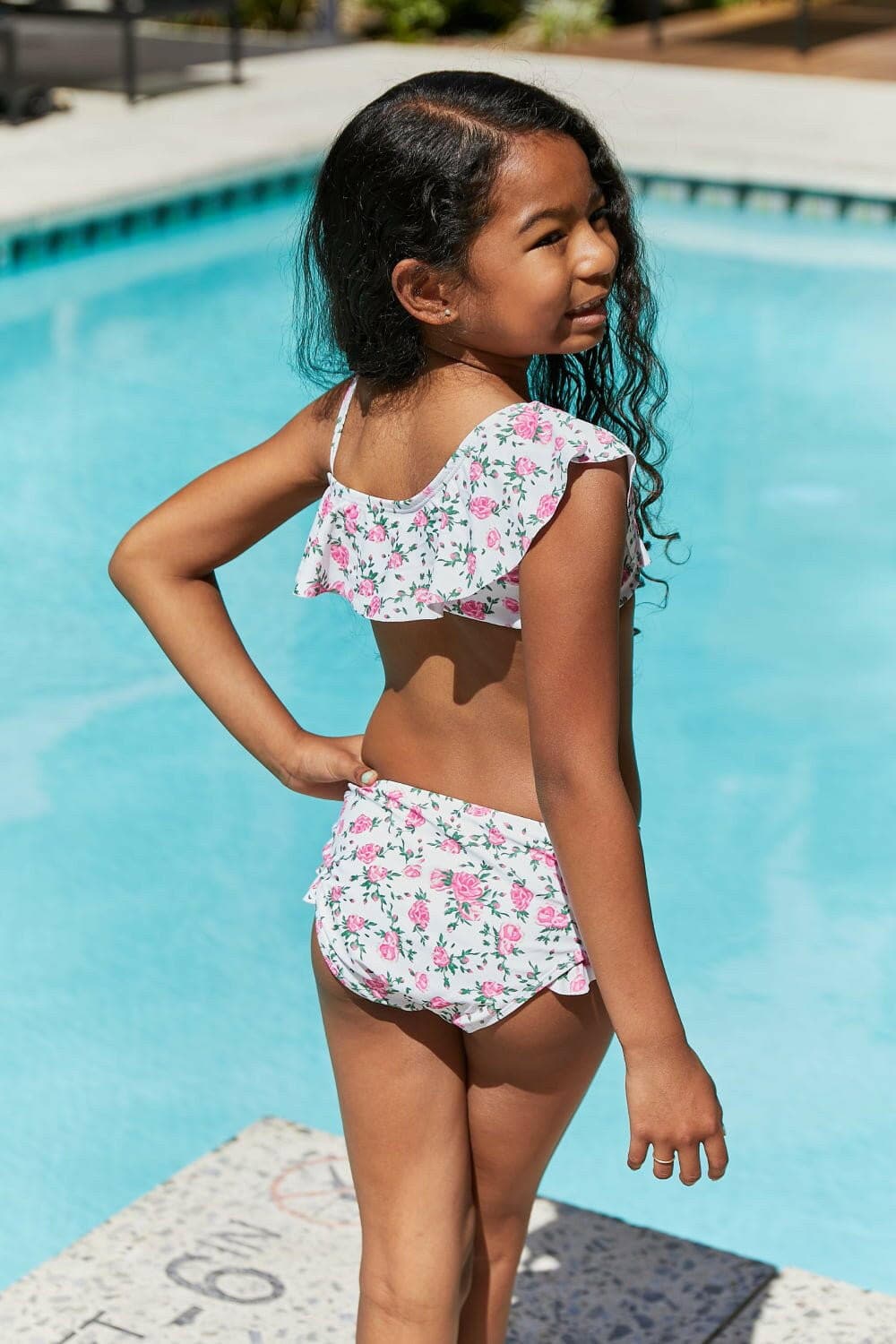 Marina West Swim Float On Ruffle Two-Piece Swim Set in Roses Off-White - Love Salve