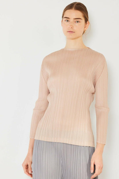 Marina West Swim Pleated Long Sleeve Boatneck Top - Love Salve