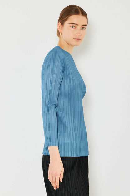 Marina West Swim Pleated Long Sleeve Boatneck Top - Love Salve