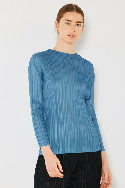 Marina West Swim Pleated Long Sleeve Boatneck Top - Love Salve