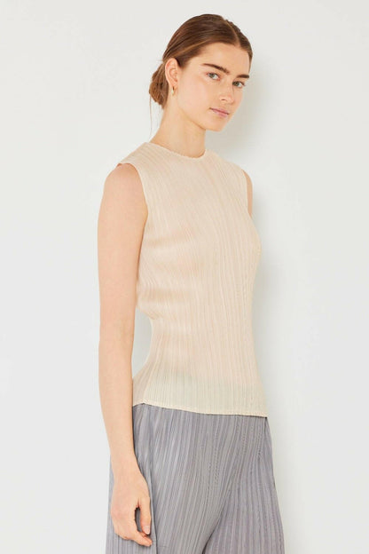 Marina West Swim Pleated Sleeveless Crewneck Tank - Love Salve