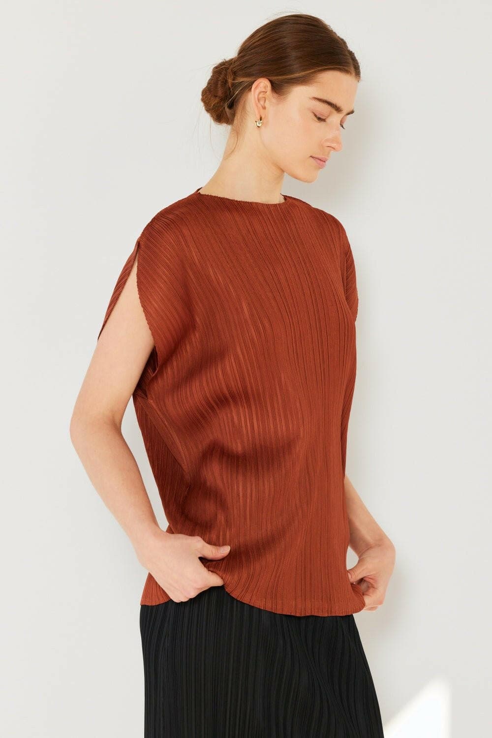 Marina West Swim Rib Pleated Oversized Dolman Sleeve Top - Love Salve