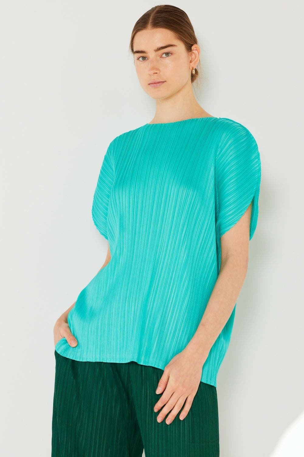 Marina West Swim Rib Pleated Oversized Dolman Sleeve Top - Love Salve