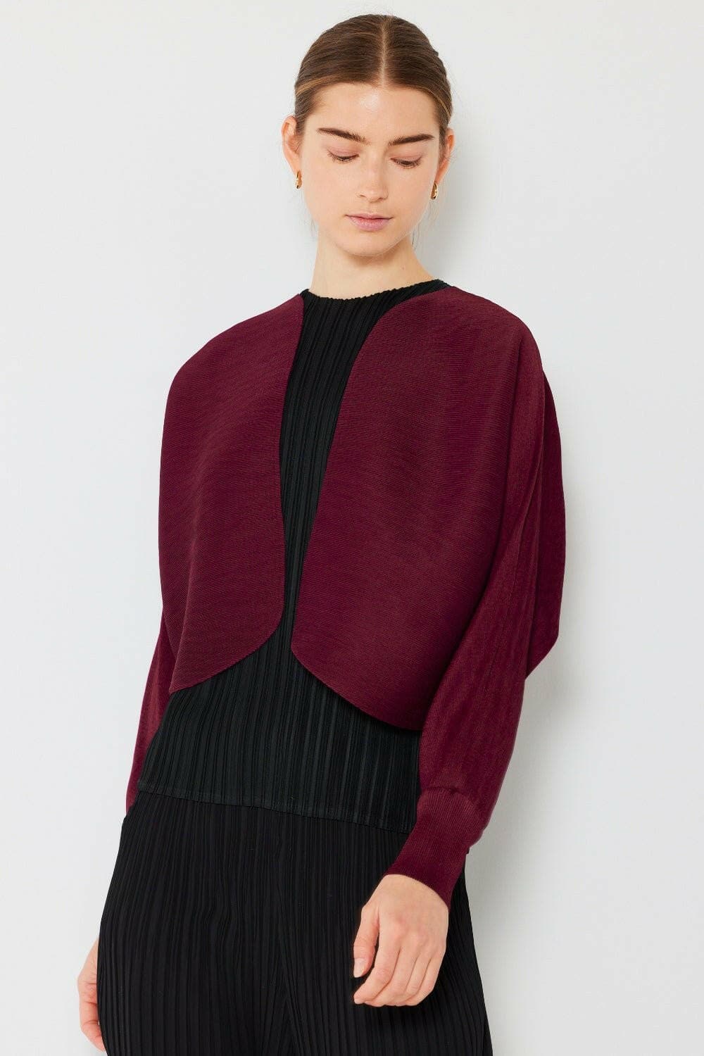 Marina West Swim Rib Pleated Puff Sleeve Bolero Cardigan - Love Salve