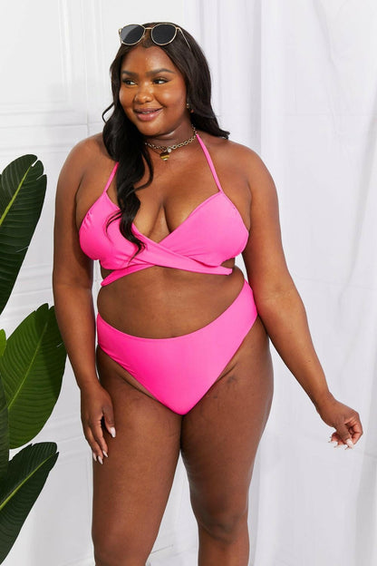 Marina West Swim Summer Splash Halter Bikini Set in Pink - Love Salve