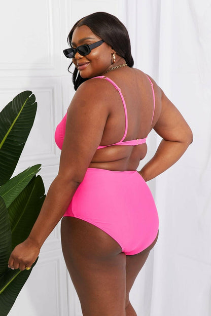 Marina West Swim Take A Dip Twist High-Rise Bikini in Pink - Love Salve