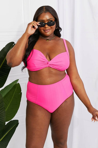 Marina West Swim Take A Dip Twist High-Rise Bikini in Pink - Love Salve