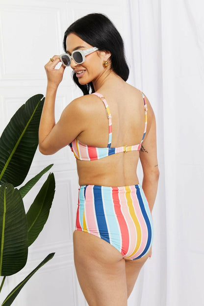 Marina West Swim Take A Dip Twist High-Rise Bikini in Stripe - Love Salve