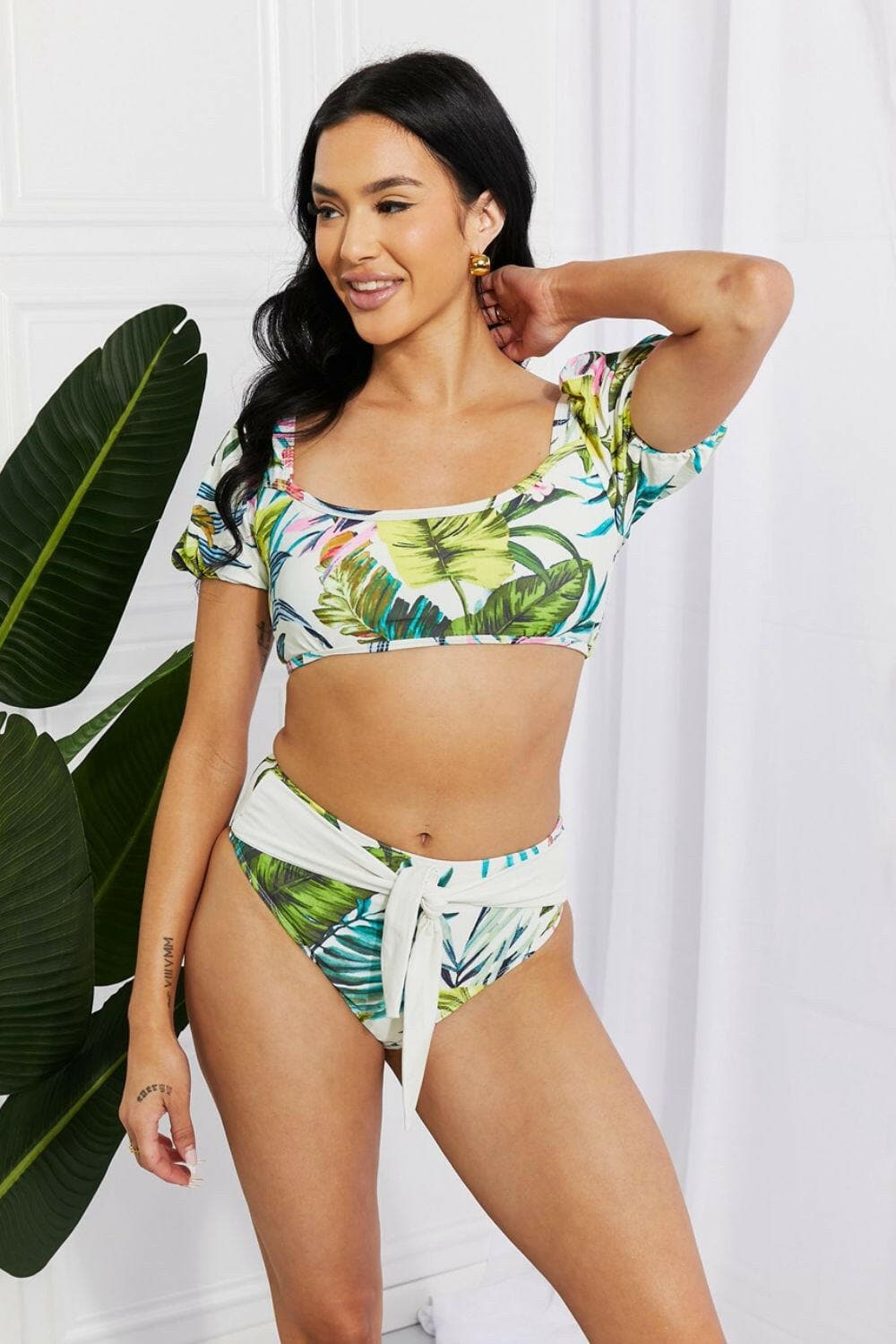 Marina West Swim Vacay Ready Puff Sleeve Bikini in Floral - Love Salve