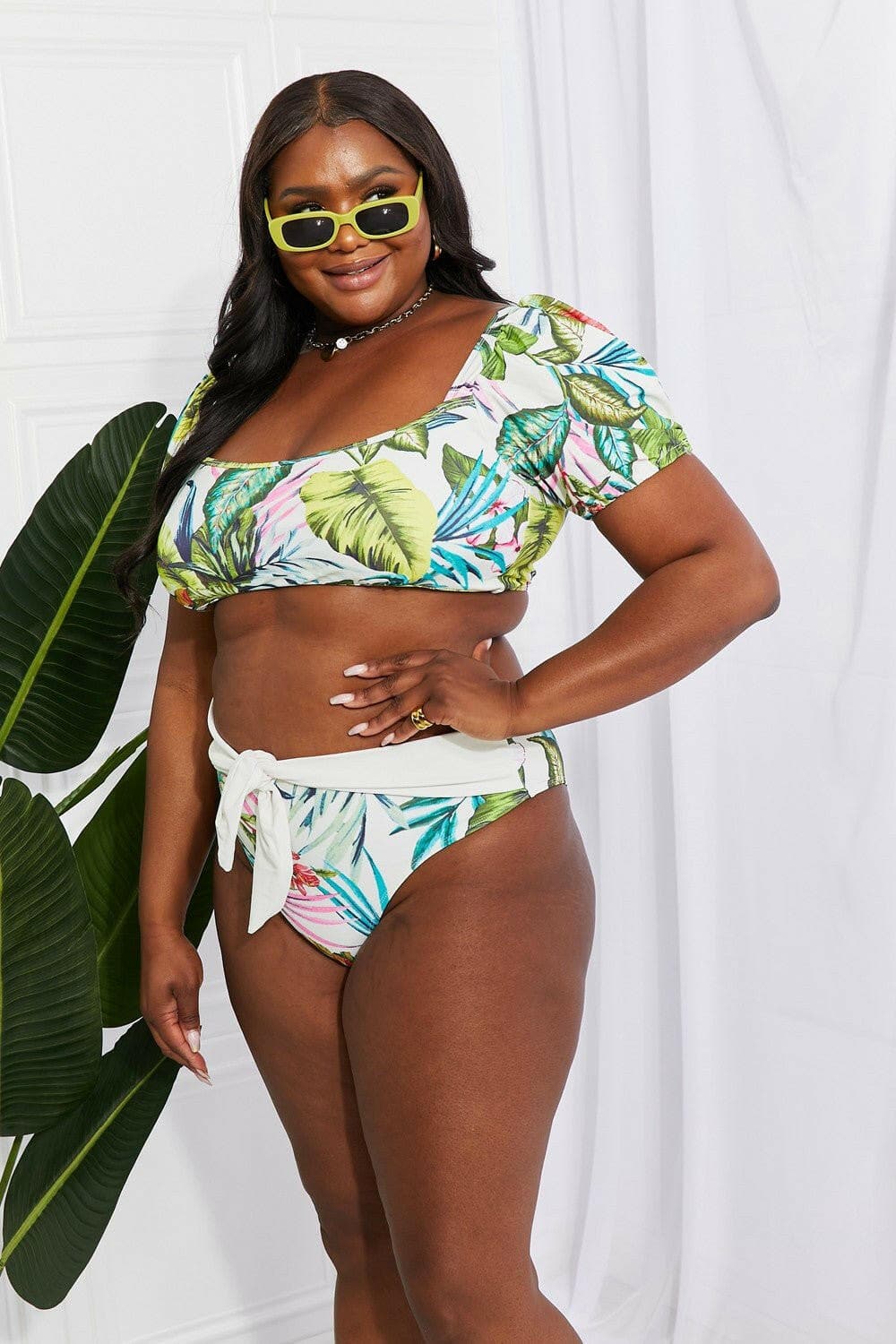 Marina West Swim Vacay Ready Puff Sleeve Bikini in Floral - Love Salve