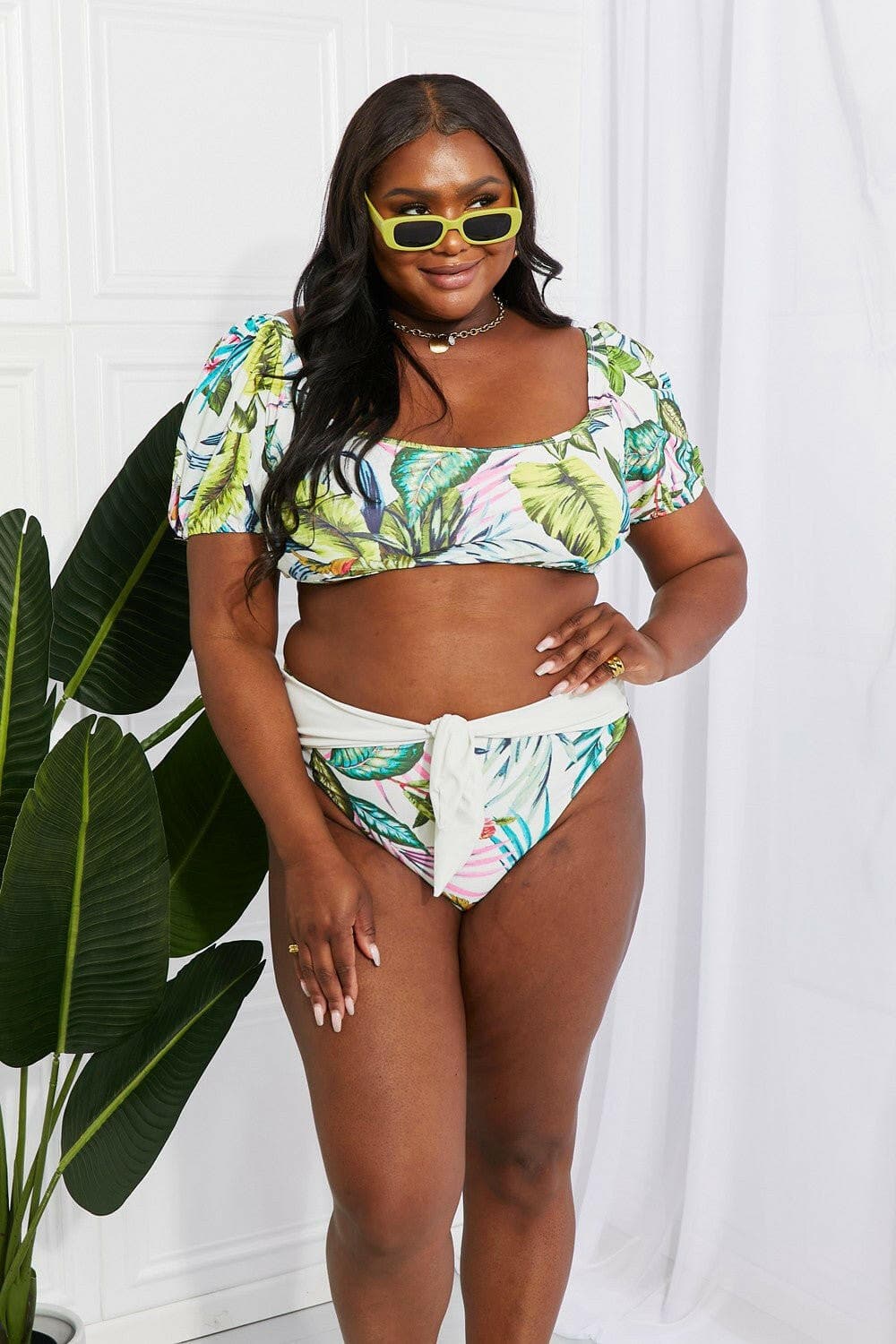 Marina West Swim Vacay Ready Puff Sleeve Bikini in Floral - Love Salve