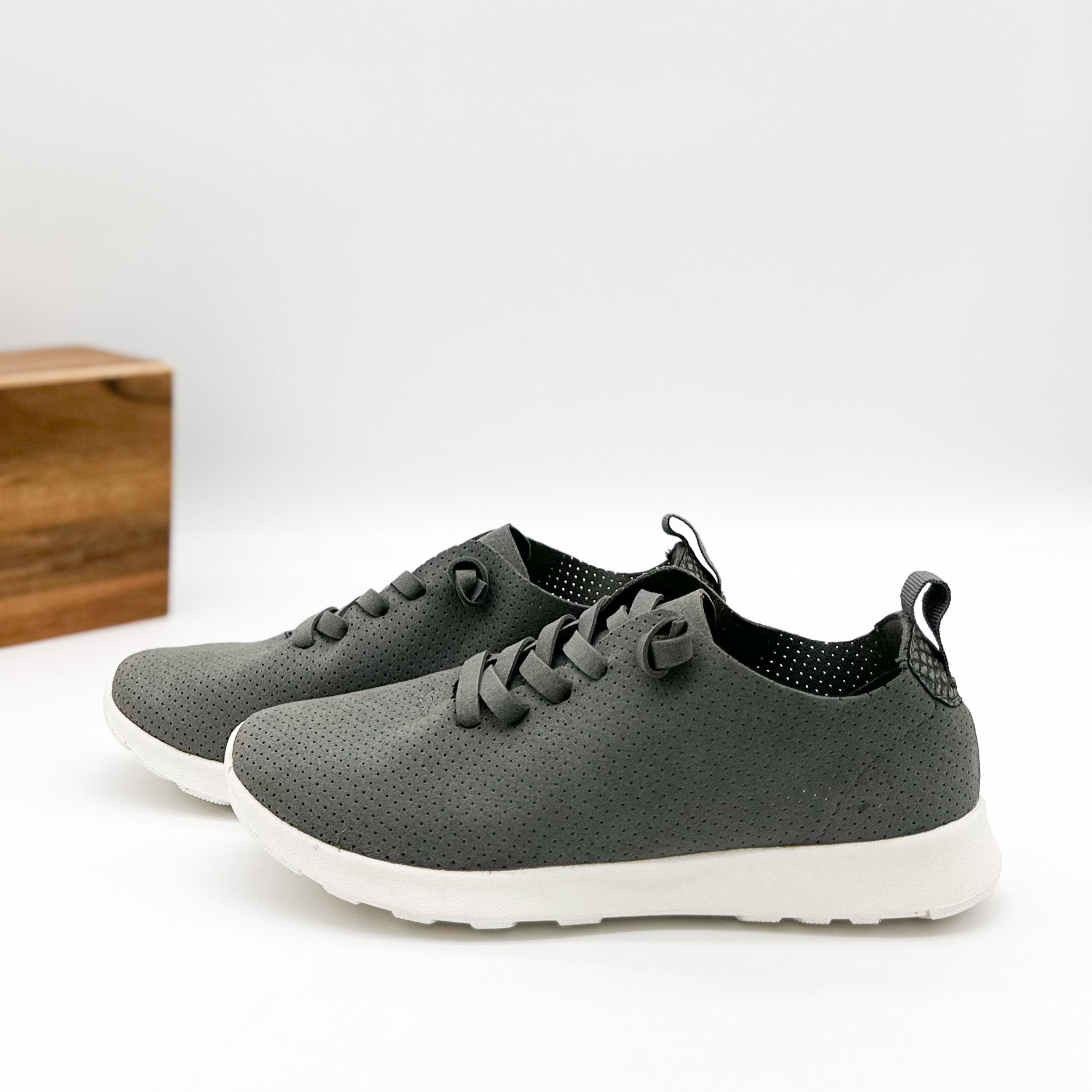 Mayo Grey Sneaker Casual Shoes Faux Suede Padded Insole Naughty Monkey