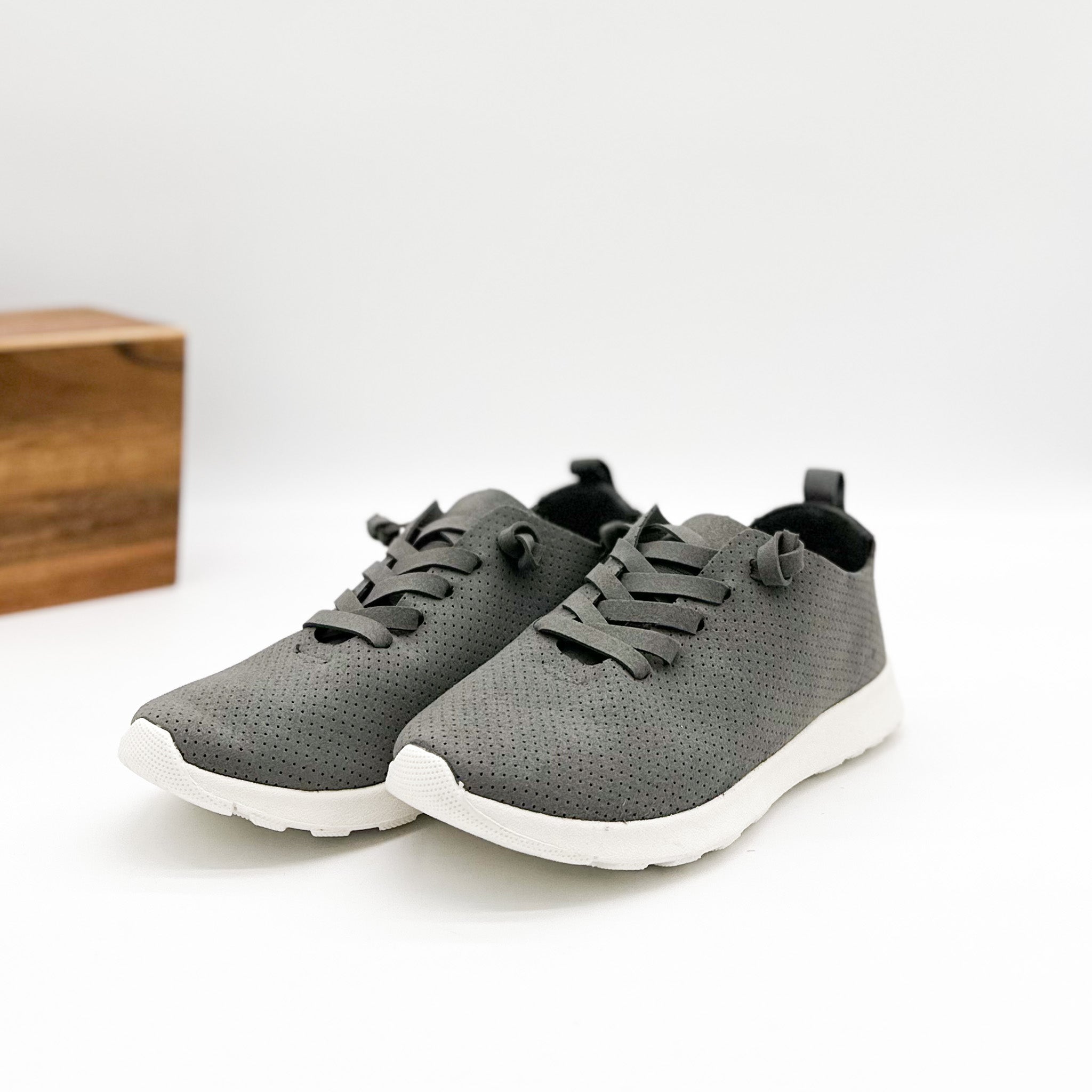 Mayo Grey Sneaker Casual Shoes Faux Suede Padded Insole Naughty Monkey