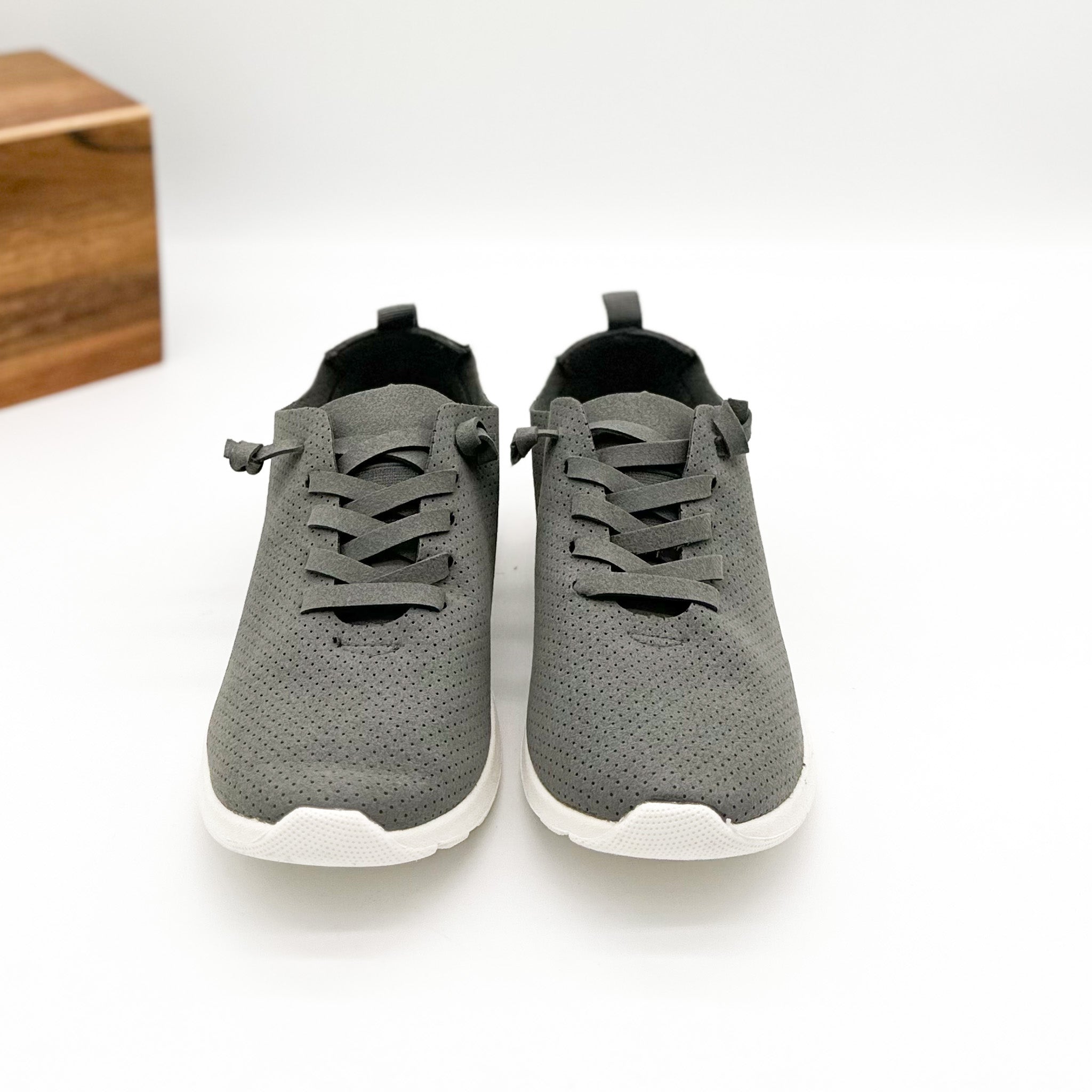 Mayo Grey Sneaker Casual Shoes Faux Suede Padded Insole Naughty Monkey