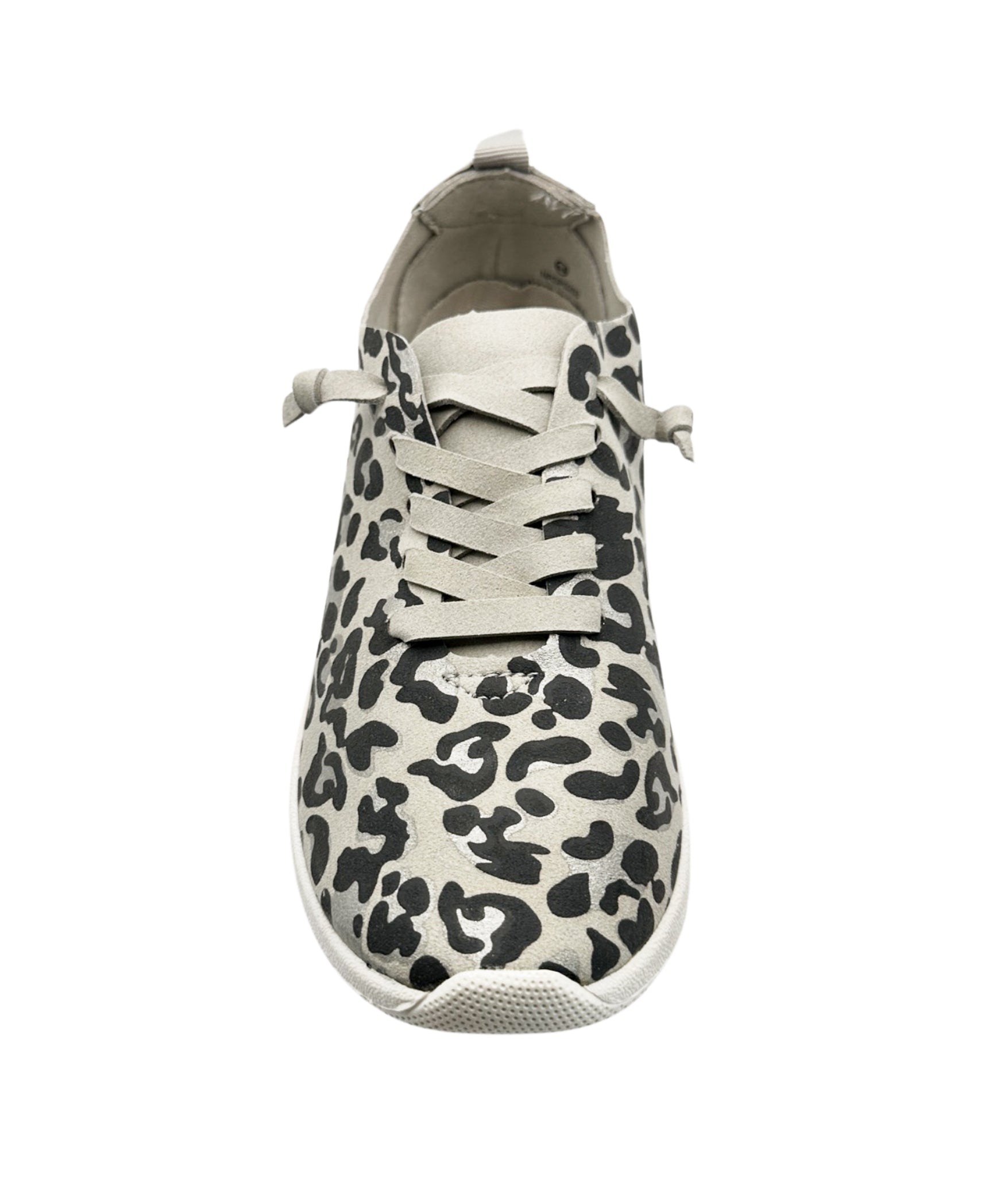 Mayo Sneaker Light Grey Leopard Faux Suede Wide Fit Naughty Monkey
