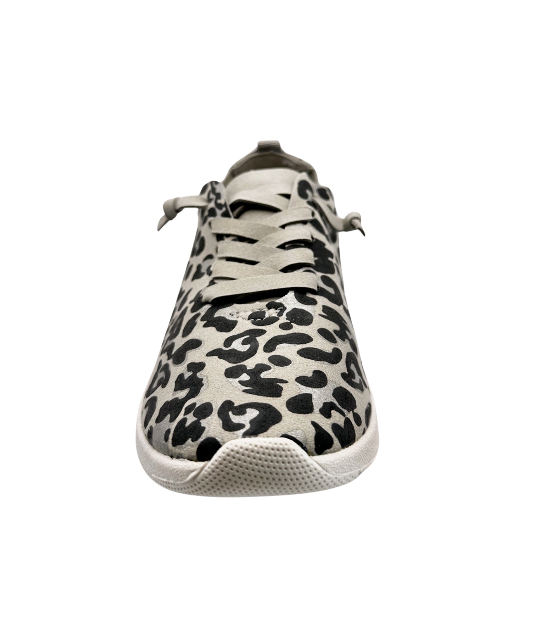 Mayo Sneaker Light Grey Leopard Faux Suede Wide Fit Naughty Monkey